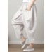 Natural Striped drop-crotch Cotton Linen  Pants Summer