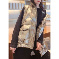 Champagne Zip Up Pockets Duck Down Winter down vest