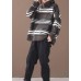 Pullover khaki striped knitted clothes plus size winter knitted blouse high neck