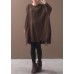 Cozy khaki box top Loose fitting Batwing Sleeve sweaters hem Hole