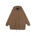 Unique Khaki Hooded drawstring Warm Fleece Jacket In Winter Winter