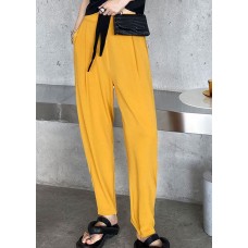 Unique Yellow High Waist Pockets Harem Pants